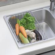 304不锈钢水槽沥水篮通用收纳篮厨房用品沥水架碗碟架伸缩洗菜篮