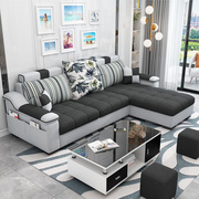 小户型布艺沙发现代三人客厅，整装组合家具转角，欧式简约科技布套装(布套装)
