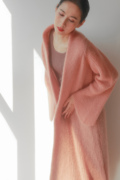 若浓puff系列蓬松软萌仙女，珊瑚高比例(高比例)橘粉色马海毛衣针织开衫
