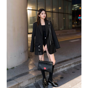 黑色西装外套女秋冬设计感小众炸街气质宽松小个子休闲西服