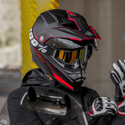 faseed摩托车头盔男双镜片，摩旅公路拉力盔，全盔越野盔冬季防雾机车