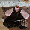 韩版童装2023女童秋季套装甜美后背小翅膀上衣背带裙两件套潮