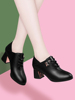 台湾红蜻蜓RD黑色高跟鞋女2024年高级感职业粗跟工作鞋女皮鞋