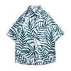花衬衫男女情侣装五分袖薄款碎花衬衣短袖夏威夷海边旅游田园风格