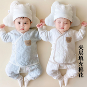 新生婴儿衣服春秋冬初生儿保暖和尚服套装，0-3月纯棉秋衣分体冬季