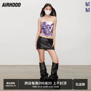 AIRHOOD 多巴胺性感辣妹沙滩背心扎染哥特紫色短款裹胸上衣女夏季