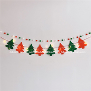 圣诞节装饰用品LED满天星灯串挂饰毛毡布christmas圣诞树彩旗拉花