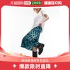香港直邮潮奢 Topshop 女士 bias 小号动物纹长款蓝绿色半身裙