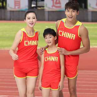 中国队田径服套装男女儿童学生体考体育生训练服背心运动服比赛服