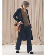 日本高端2023女式针织中长款线衣外贸原单简约纯色毛衣外套