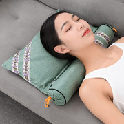 艾草颈椎枕头连体组合枕亚麻透气牵引颈椎荞麦保健助睡眠护颈枕