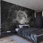 北欧风格宇宙星空墙纸卧室，电视背景墙布，酒吧餐厅直播拍照月球壁纸