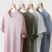 艾草系列女士圆领纯色，t恤薄款透气短袖，简约上衣山东网店女装