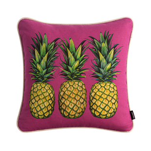 girones进口清新时尚米色，玫红菠萝图案沙发床头，双面腰靠抱枕靠垫