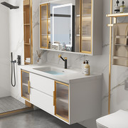 现代简约实木浴室柜组合智能轻奢卫生间洗漱台卫浴洗脸盆洗手盆柜