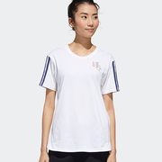 Adidas阿迪达斯NEO女装T恤 运动休闲舒适透气印花短袖GK1498