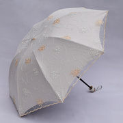 太阳伞防晒防紫外线遮阳伞蕾丝雨伞，女刺绣公主双层防晒伞晴雨