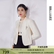 bblluuee粉蓝衣橱经典百搭气质，小外套女2024春装，香草杏短西装