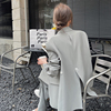 设计感小众灰色西装套装女春秋2023高级感西服两件套职业上衣