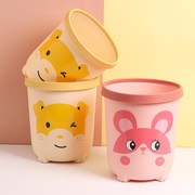 ..儿童房间垃圾桶卡通款卧室家用可爱型粉色压圈式圾圾桶简易纸篓