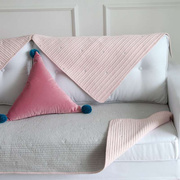 高档星星素色纯色ab面双用绗缝布艺沙发垫，四季通用含棉沙发巾正反