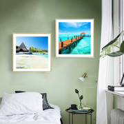 卧室装饰画房间挂画床头客厅地中海，风格壁画现代简约大海风景墙画