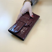 钱包女长款真皮2023时尚鳄鱼纹大容量折叠式多功能卡包手拿包