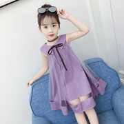 女童连衣裙夏装2023儿童，网红裙子紫色洋气，女孩公主裙纱裙