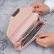 韩版百搭时尚女士钱包长款三折叠大容量搭扣多卡位皮夹薄款手抓包