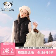 女童刺绣羽绒马甲2023冬季儿童，90白鸭绒(白鸭绒)立领加厚黑色短款外套