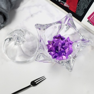 水晶玻璃水果盘欧式创意客厅，无铅糖果罐干果盘，糖缸果斗带盖果盅