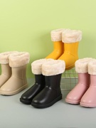 儿童雨鞋加绒防滑软底，轻便小清新男女宝宝，中筒冬季雨靴幼儿雪地靴