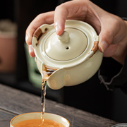 汝窑手抓壶盖碗茶杯防烫冲茶壶，高档大号泡，茶器一壶两杯单人泡茶具