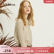 unbleu初春穿搭原创翻领衬衫女设计感小众女装竖条纹长袖休闲衬衣