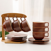 咖啡杯碟套装陶瓷中式奢华家用简约轻奢下午茶具6件套装咖啡器具