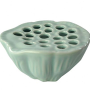莲蓬花器青釉陶瓷小花器花瓶禅意，中式插花碗，器皿创意底座日式花盘
