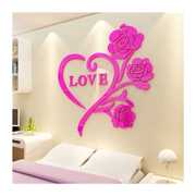 love玫瑰3D水晶压克力立体壁贴卧室客厅家居温馨浪漫婚庆