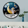 儿童挂钟创意宇航员卡通，钟表卧室静音挂表可爱装饰挂墙时钟客厅钟