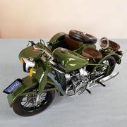 铁艺复古长江750偏三轮摩托车，模型装饰桌面摆件，手工挎斗摄影道具