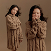 儿童摄影服装影楼主题，服饰韩版咖色针织毛衣拍照大女孩艺术照衣服