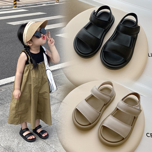 女童凉鞋2023夏季儿童，韩版罗马鞋真皮，男童宝宝软底露趾沙滩鞋