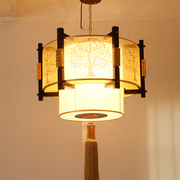 中式吊灯仿古木艺客厅现代简约吊灯创意餐厅，古典羊皮灯酒店中式灯