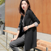 黑色小西装外套女2024韩版春秋中长款大码小个子，休闲西服套装