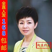 全真人发丝妈妈中老年假发短发女夏直发款整顶透气年轻时尚发