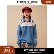 teenieweenie小熊奥莱翻领，撞色卫衣时髦设计感宽松兔年国潮女