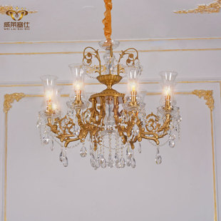 欧式全铜客厅水晶吊灯，法式轻奢大气餐厅，卧室美式复古别墅工程灯具