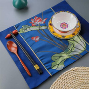 蒙勒图民族风刺绣茶，杯垫茶道蒙古式茶桌，布艺隔热垫餐桌家商用餐垫