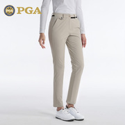美国PGA 高尔夫裤子女士春夏长裤弹力面料拼色腰线修身显瘦小脚裤