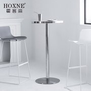 霍客森简约现代金属不锈钢，拉丝吧台桌，户外吧桌椅组合酒吧桌高脚桌