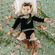 影楼儿童拍照服装新生儿满月百天照宝宝连体衣复古潮牌个性写真服